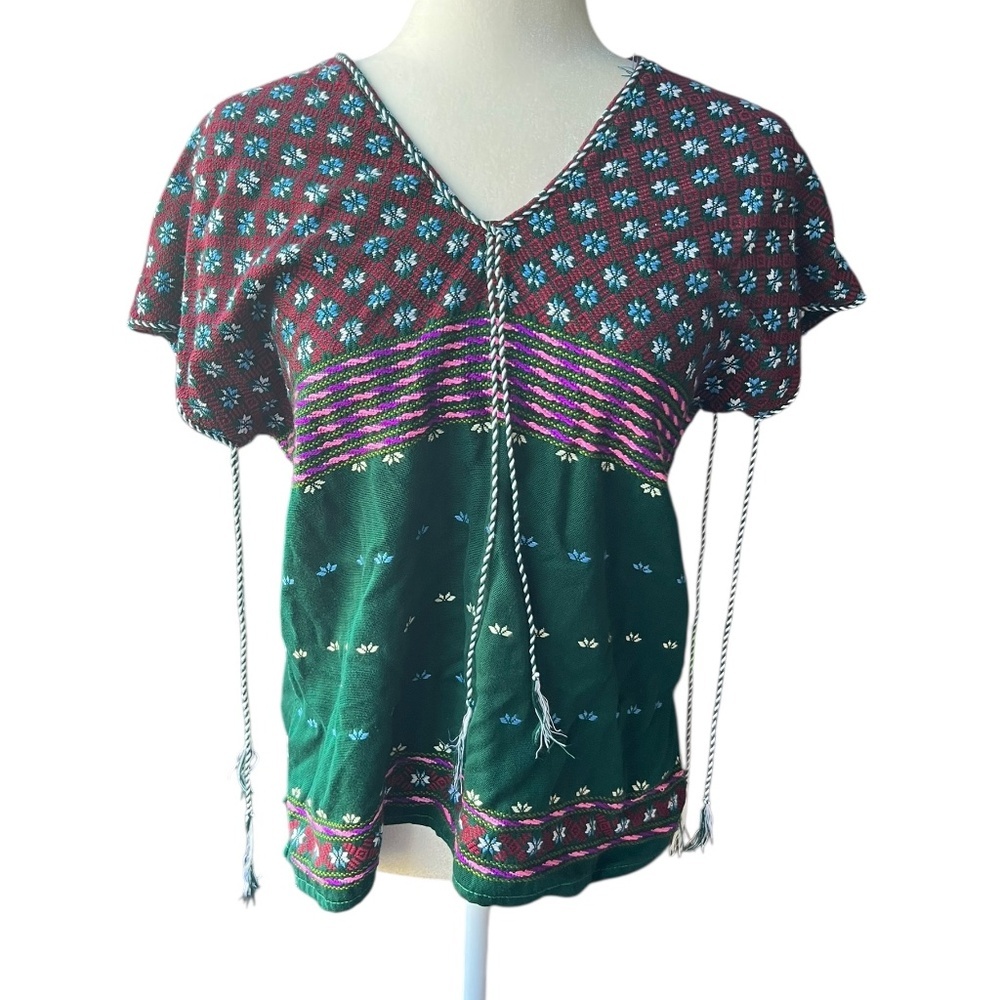 Karen Hill Tribe Colorful Woven Blouse Pull-over